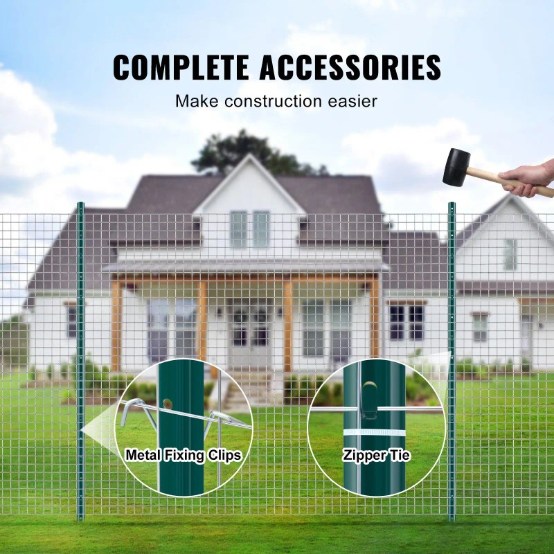 5 Feet Heavy-Duty Green Metal Fence Posts 10-Pack T-Post for