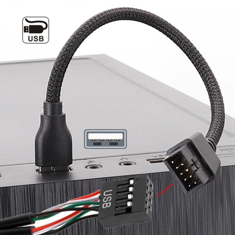 CY Cable Single USB 2.0 Male Type-A to Motherboard 9Pin