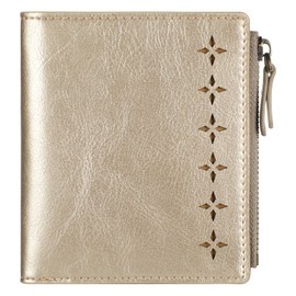 Lavemi Ultra Thin Small Compact Leather Womens Girls Wallets RFID Blocking Credit Card Holder for Women(1-Champion Gold)