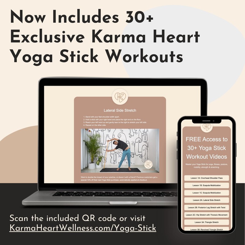 Karma Heart Yoga Stick & Stretching Stick with Super Sturdy