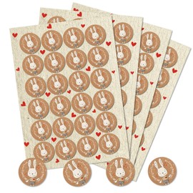 Logbuch-Verlag Easter Stickers Easter Bunny Happy Easter Saying in German “Frohe Ostern” Decorative Stickers Bunnies 4 cm Round Natural Beige Red
