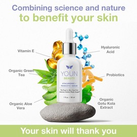 YOUN Beauty Hyaluronic + Probiotic Serum - For Skin Hydration and Support