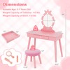 HONEY JOY Kids Vanity with Lights, Princess Wooden Makeup Table