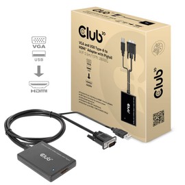 Club3D CAC-1720 VGA and USB Type-A to HDMI™ Adapter with Pigtail M/B. 0.6m 28AWG