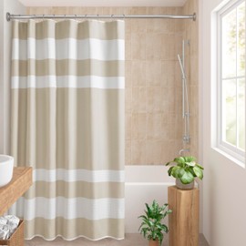 Madison Park Shower Curtain Spa Waffle Weave Long Shower Curtain for Bathroom 3M Scotchgard Moisture Management, Spa Quality Modern Shower Curtains for Bathroom, Long 72x78 Taupe