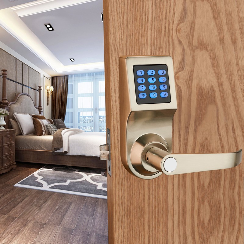 HENYIN Digital Door Lock,Unlock with M1 Card, Code and Key,Handle