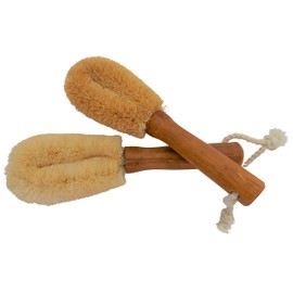 NineLives Hand and Foot Brush, Set of 2, 1 x Sisal Brush and 1 x Coconut Brush, Brush with Wooden Handle, Made of Vegetable Fibres, Handmade, Vegan