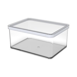 Rotho Loft Rectangular Storage Container 2.25 L with Lid and Seal, Plastic (SAN) BPA-Free, White/Transparent, 2.25 L (20.0 x 15.0 x 9.6 cm)