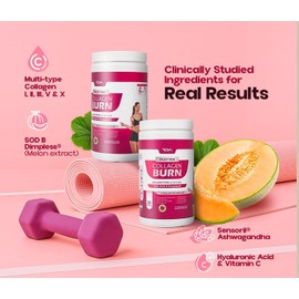 Multi VDA Collagen Burn - Flavorless Hydrocollagen with Peptides Type I, II, III, V, X - Blend with SOD B Dimpless® and Sensoril® - Wellness Routine Powder Supplement - 30 Servings