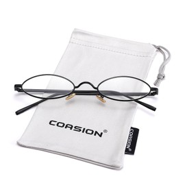 COASION Vintage Small Oval Aesthetic Sunglasses Retro for Women Men Hippie Cool Metal Frame Sun Glasses (Black Frame/Clear Lens)