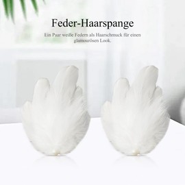 Pack of 4 Feather Hair Clips White Feather Headpiece Hair Clips Ballet Hair Accessories for Women Girls White Pearl Hairpiece for Carnival Costume Bridal Wedding Cosplay Party