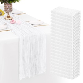 20 Pack White Cheesecloth Table Runner Gauze Rustic Sheer 35 x 70 inch White Cheese Cloth Table Runners for Wedding Party Bridal Shower Decor