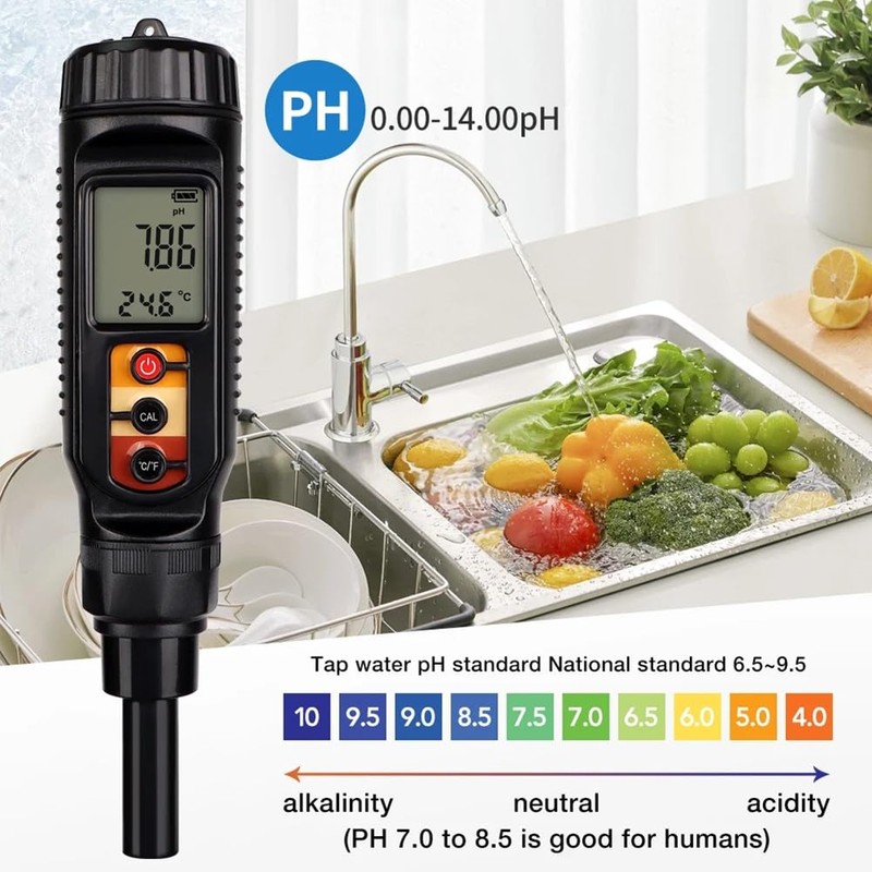 Snblzhef Digital Food PH Meter 0.00-14.00 Digital Acidity Tester for