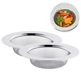 Hinapan 2 Pieces Kitchen Sink Strainer, Stainless Steel Sink Drain Strainer, Anti-Clogging Mesh Drain Strainer for Kitchen Sinks, 11.3 cm Diameter