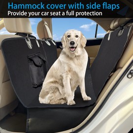 Bark Lover Dog Seat Cover for Back Seat-More Durable Waterproof Backseat Protector, High Heat Resistant and Nonslip Hammock Cover for Dogs Kids, Universal Size Fits Cars, Trucks, SUVs (Black)