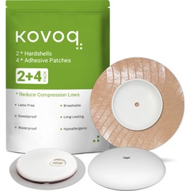 KOVOQ Reusable Libre 3 & Plus Hardshell Covers, 2-Pack Add-On Cover Caps Reduce Compression Lows, Customized for Freestyle Libre 3 CGM Sensors (4 Pack Waterproof Adhesive Patches Included)