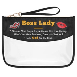 Boss Lady Gifts Makeup Bag Appreciation Gifts for Boss Leader Leaving Goodbye Promotion Gift Clear PVC Cosmetic Bag Birthday Christmas Boss's Day Gift for Women Leader Zipper Travel Toiletry Pouch