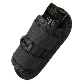 Tactical Flashlight Pouch Holster, Rotatable Flashlight Holder Clip Carrying Case with Key Holder for Duty Belt Police Safety Belt (Flashlight Pouch Only)