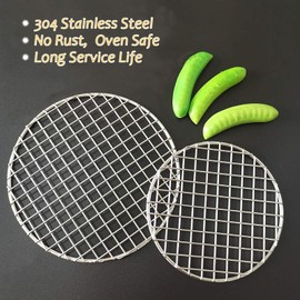 Turbokey Dia 13.8" Round Barbecue Grids Cross Wire Footed Steaming Stainless Steel Cooling Rack Multi-Purpose Grill Rack for Airfryer Instant Pot/Pressure Cooker (350mm/13.8")