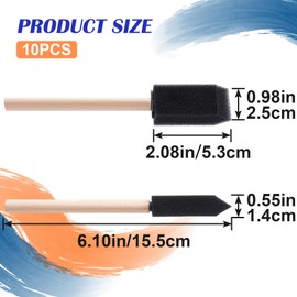 ANCIRS 10 Pcs Foam Paint Brushes, Black Sponge Brushes, Wood Handle Foam Brushes for Painting Varnishes, Staining, DIY, Art Craft Projects (1")