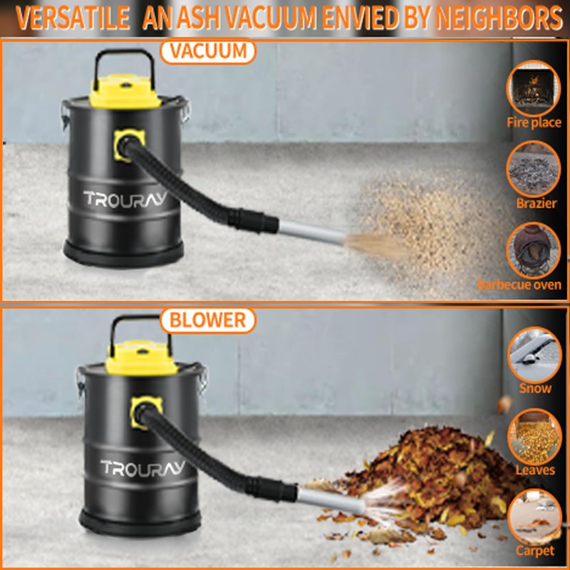 TROURAY Ash Vacuum Cleaner,2.6 Gallon Heat-Resistant Lightweight Canister Vac Cleaners