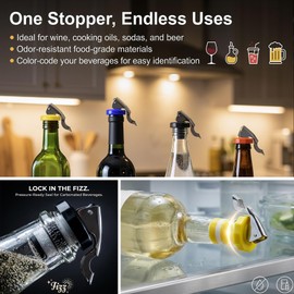 5 Pack Wine Bottle Stoppers for Glass Bottles, Soda Bottle Fizz Keeper Caps