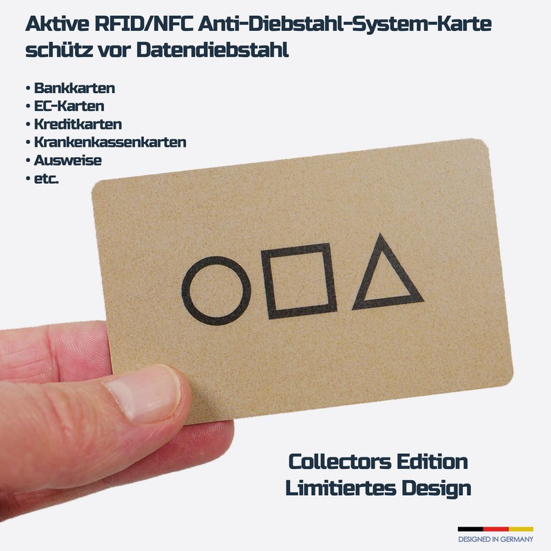 Off-Block Active RFID/NFC Blocking Card Motif Game Design in Gold