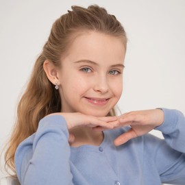 925 Sterling Silver Girl's Pink CZ Heart Dangle Earrings with Safety Screw Backs - Hypoallergenic Toddler Earrings for Kids with Cubic Zirconia Stones for Young Girls