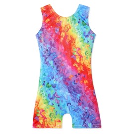 Gymnastics Leotards for Girls Athletic Dance Wear 5 6 Girls Dance Leotard Sparkle Rainbow Stripe Biketard (Rainbow Butterfly, 5-6Years)