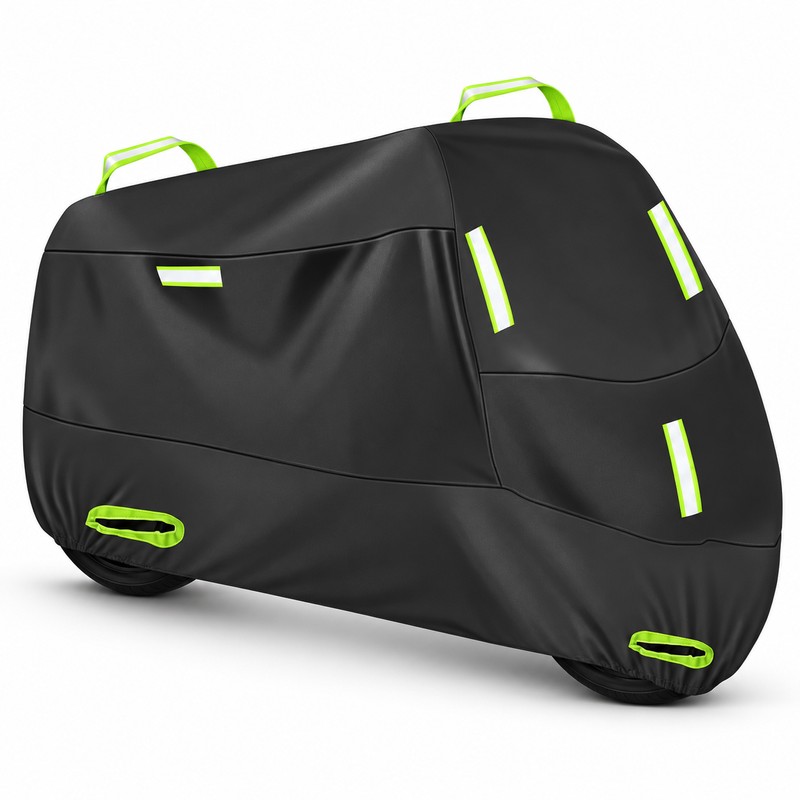 420D Universal Motorcycle Cover with UV and Weather Protection, Black,