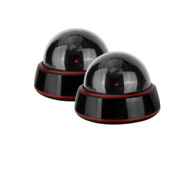 2 x Dummy Security Dome Cameras, CCTV Dummy Surveillance Camera with Red Flashing LED, Fake Surveillance Camera, Dummy Camera Dummy Camera for Wall Ceiling (Black)