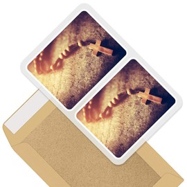 Rectangle Stickers (Set of 2) 10cm - Christian Religion Catholic Faith Cross Decals for Laptops,Tablets,Luggage,Scrap Booking,Fridges, 44594