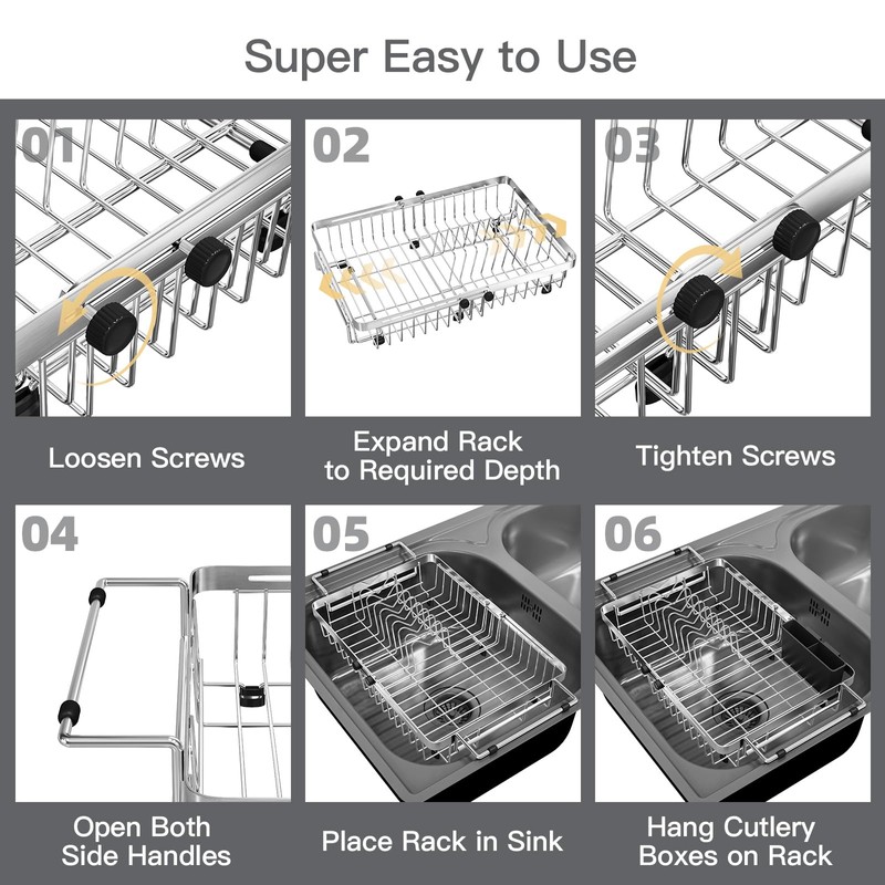 Small Expandable Over The Sink Dish Drainer Drying Rack In