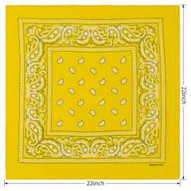 combocube 12 Pack(one dozen) Multi-Purpose novelty Yellow Cotton Paisley Cowboy Bandanas Headband for Men,Women and Child