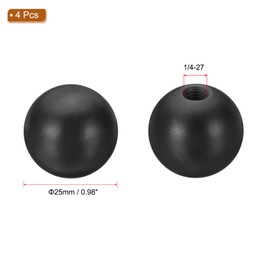 PATIKIL 25mm Lamp Shade Finial, 4 Pcs Lamp Finials Caps Knob 1/4-28 Inch Threaded Base Iron Solid Lamp Finial Decoration for Lamp Shade Table Floor Lamps, Black