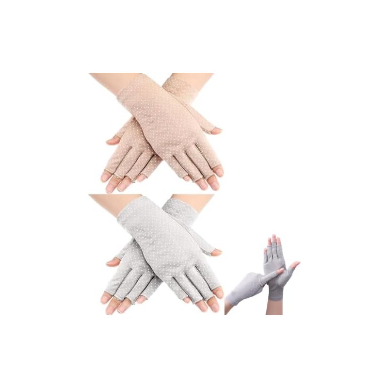 2 Guantes Protección UV Mujer, Mitones Deportes,Tamaño 19.3x8.5cm