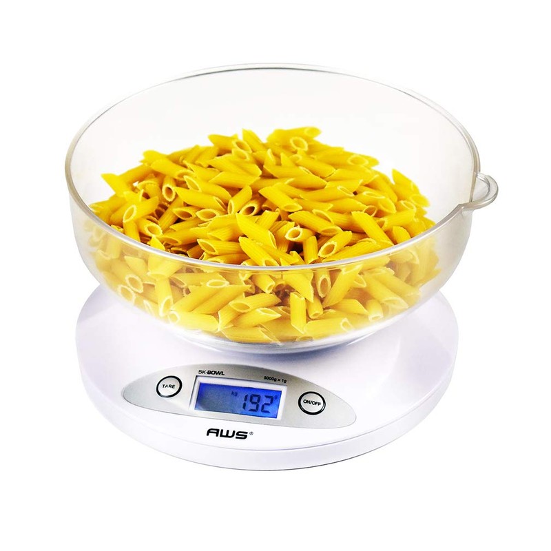 American Weigh 5KBOWL 5KG Digital Kitchen Scale with Removable Bowl,