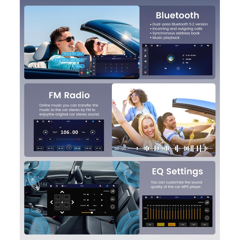 Single Din Car Stereo Wireless Carplay Android Auto, 6.8 Inch