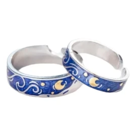Dtup Anillos De Compromiso Noche Estrellada De Van Gogh Pareja