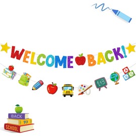 CIFZEX 24pcs Back to School Banner Garland, Back to School Decorations Welcome Back Banner Decorations, Welcome School Banner for School Classroom Hanging Decor