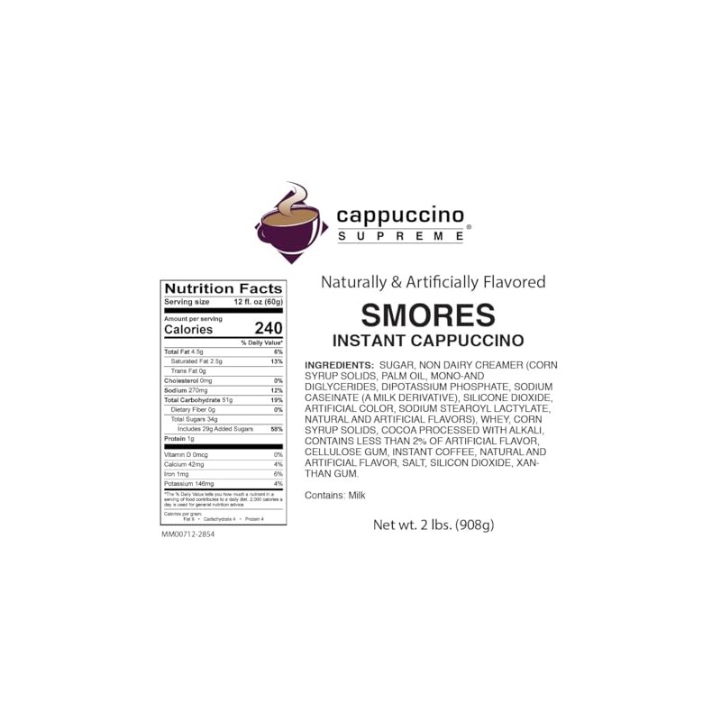 Cappuccino Supreme 2 lb bag Smores Instant Cappuccino Mix