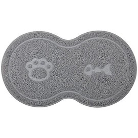 8-Shaped Small Cat Litter Box Debris Catcher Mat,18x10 Inches (Gray)