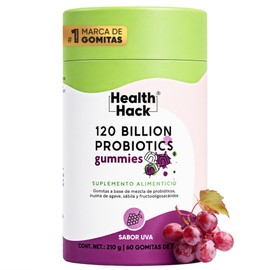 Probióticos 120 Billones UFC 14 Cepas 60 Gomitas Sin Azúcar Health Hack                                                                               