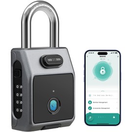 Fingerprint Lock Combination Lock, [3 in 1] Large Smart Padlock with APP/Fingerprint/Password Unlock, Made of High-Strength Alloy Steel, Charging, for Door, Garage, Tool Rooms