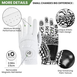 Golf Gloves Men Left Hand Right Grip Microfiber with Ball Marker 1 Pc, Men’s Golf Glove Breathable Wear Resistance Fit Size Small M ML L X-Large (L, Left)