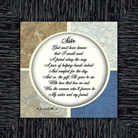 Crossroads Home Décor Sister, Sister Picture Frame with Quotes, Sisters and Friends, 6x6 75509CH