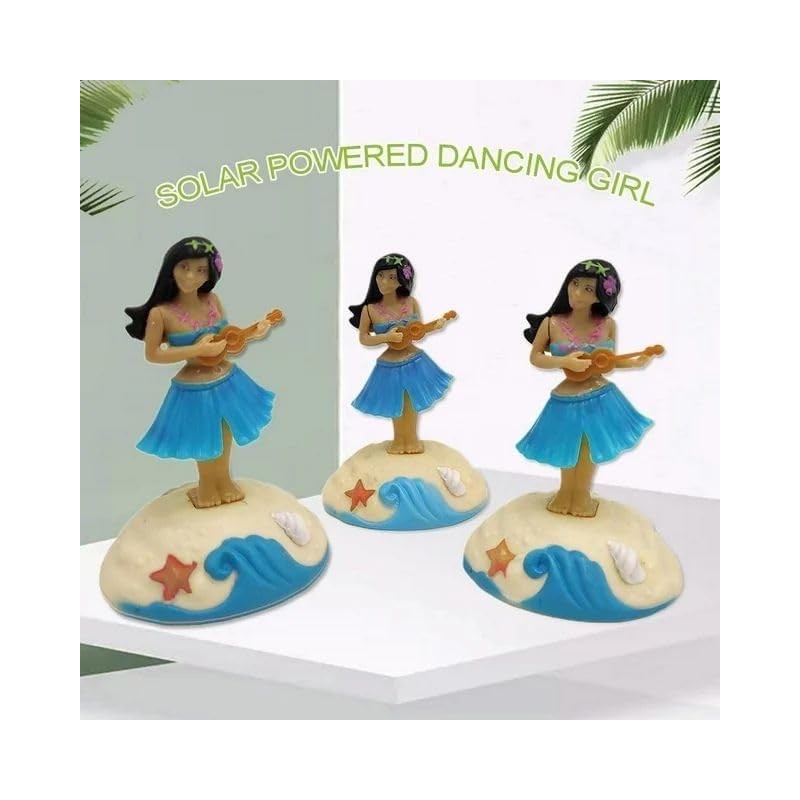Blue Solar Powered Dancing Figures Decoration -Hawaii Shaking Head Ornaments