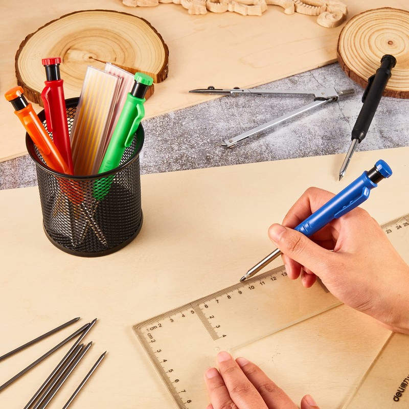Sabary 10 Pcs Solid Carpenter Pencils with 60 Pcs 2.8mm