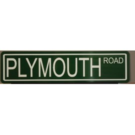 PLYMOUTH ROAD METAL STREET SIGN 6 x 24 FITS GTX ROAD RUNNER SATELLITE CUDA DUSTER SCAMP 340 440 HEMI HOT ROD MUSCLE CAR CLASSIC BAR GARAGE SHOP OFFICE MAN CAVE NOVELTY WALL ART GIFT