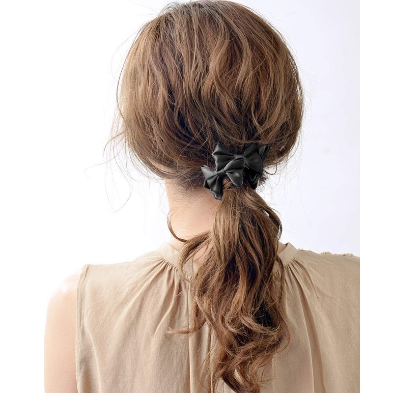 Vingtaine H-540-BK Petite Ribbon, Hair Accessory, Mini Scrunchies, Black